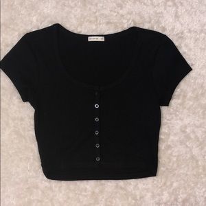 Cotton on Black button up cropped top